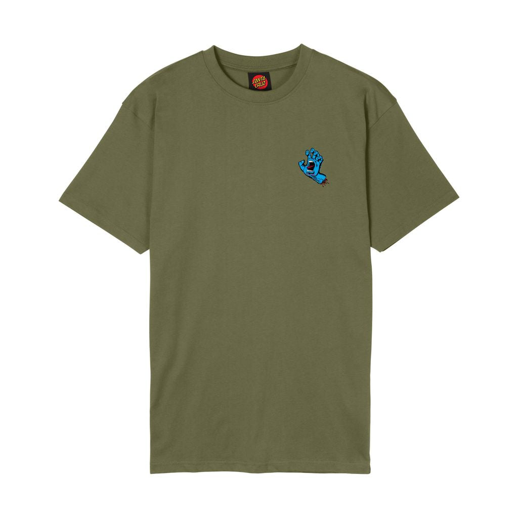 Santa Cruz Screaming Hand Chest Logo Tshirt-Deep Olive