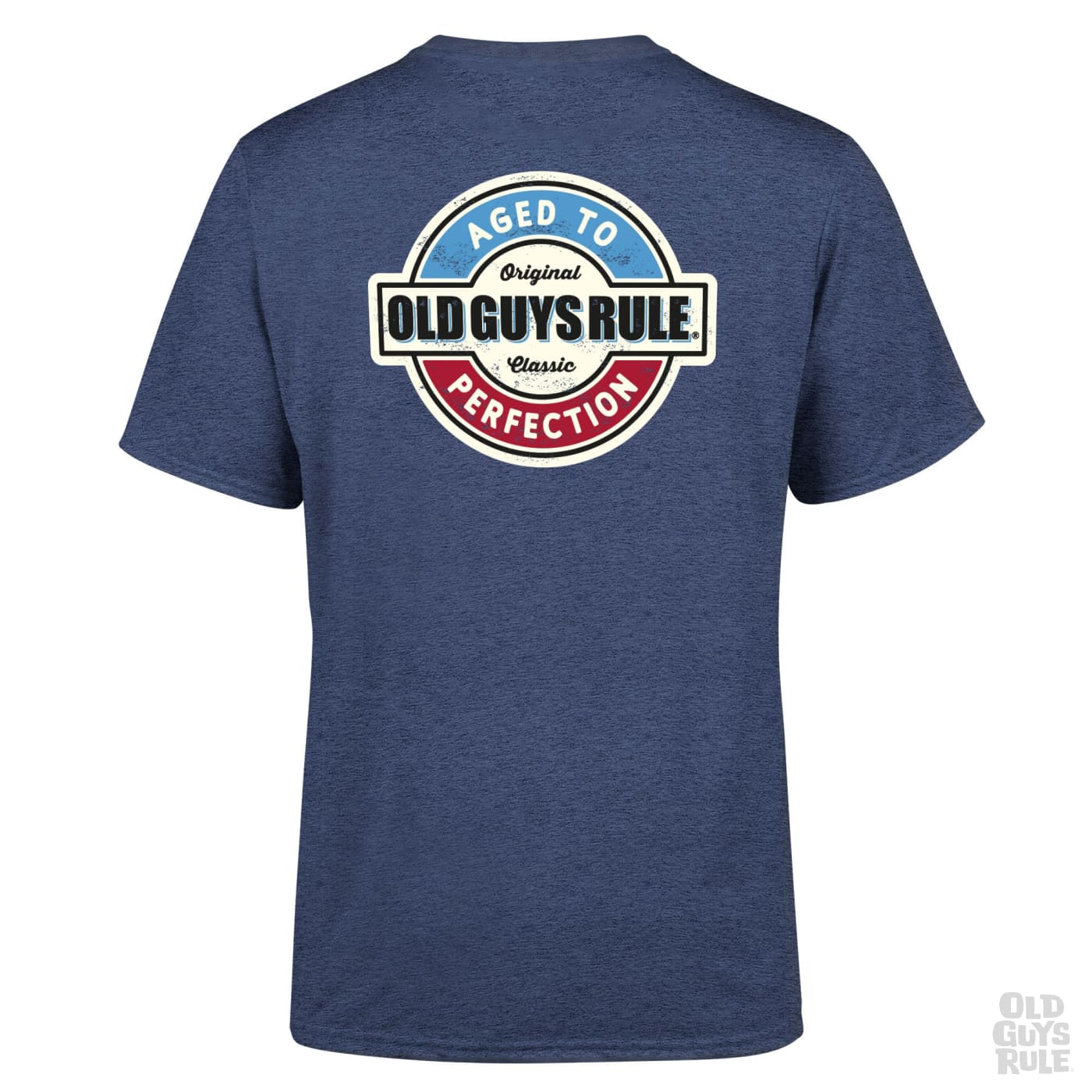 Old Guys Rule Aged to Perfection T-Shirt-Heather Navy | Old Guys Rule |