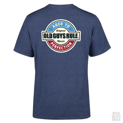 Old Guys Rule Aged to Perfection T-Shirt-Heather Navy | Old Guys Rule |