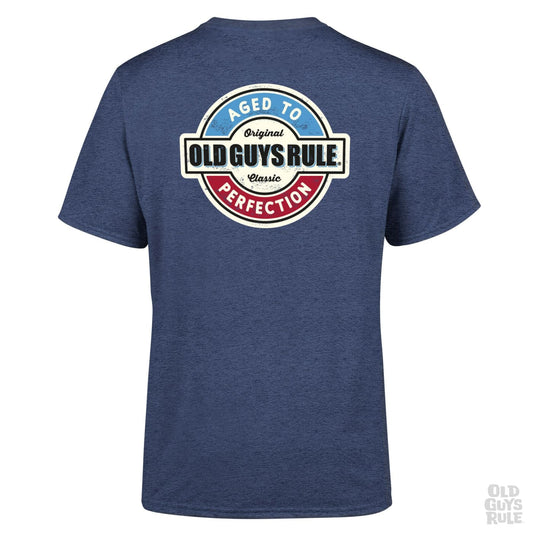 Old Guys Rule Aged to Perfection T-Shirt-Heather Navy | Old Guys Rule |