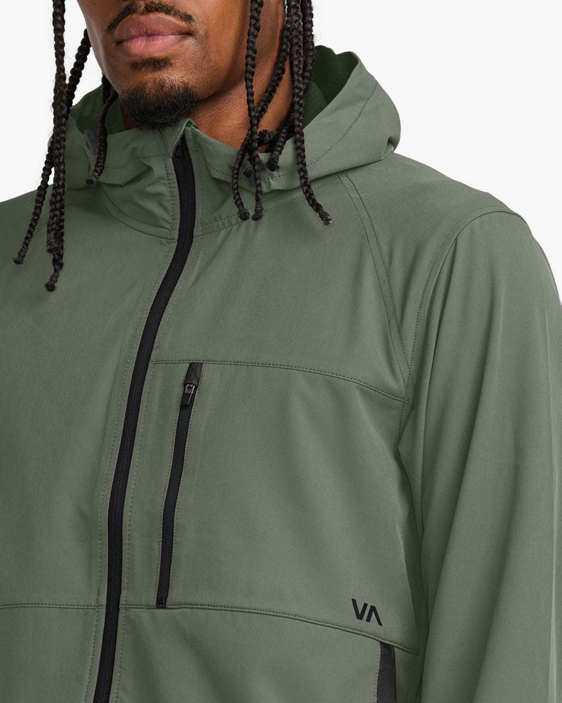 RVCA Yogger Zip Up Hooded Jacket-Sage Leaf | RVCA | Jacket