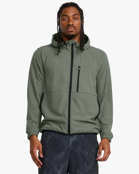 RVCA Yogger Zip Up Hooded Jacket-Sage Leaf | RVCA | Jacket