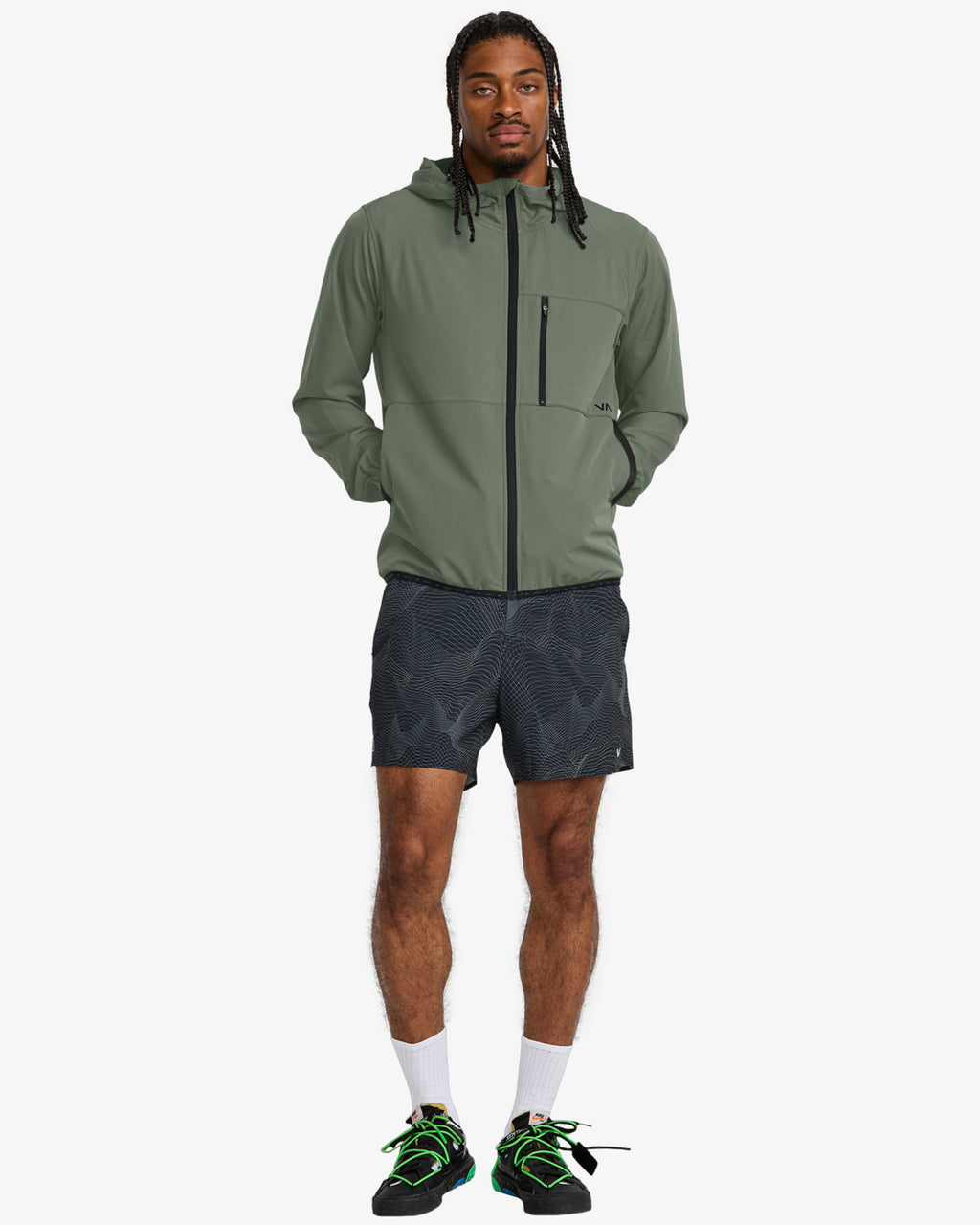 RVCA Yogger Zip Up Hooded Jacket-Sage Leaf | RVCA | Jacket