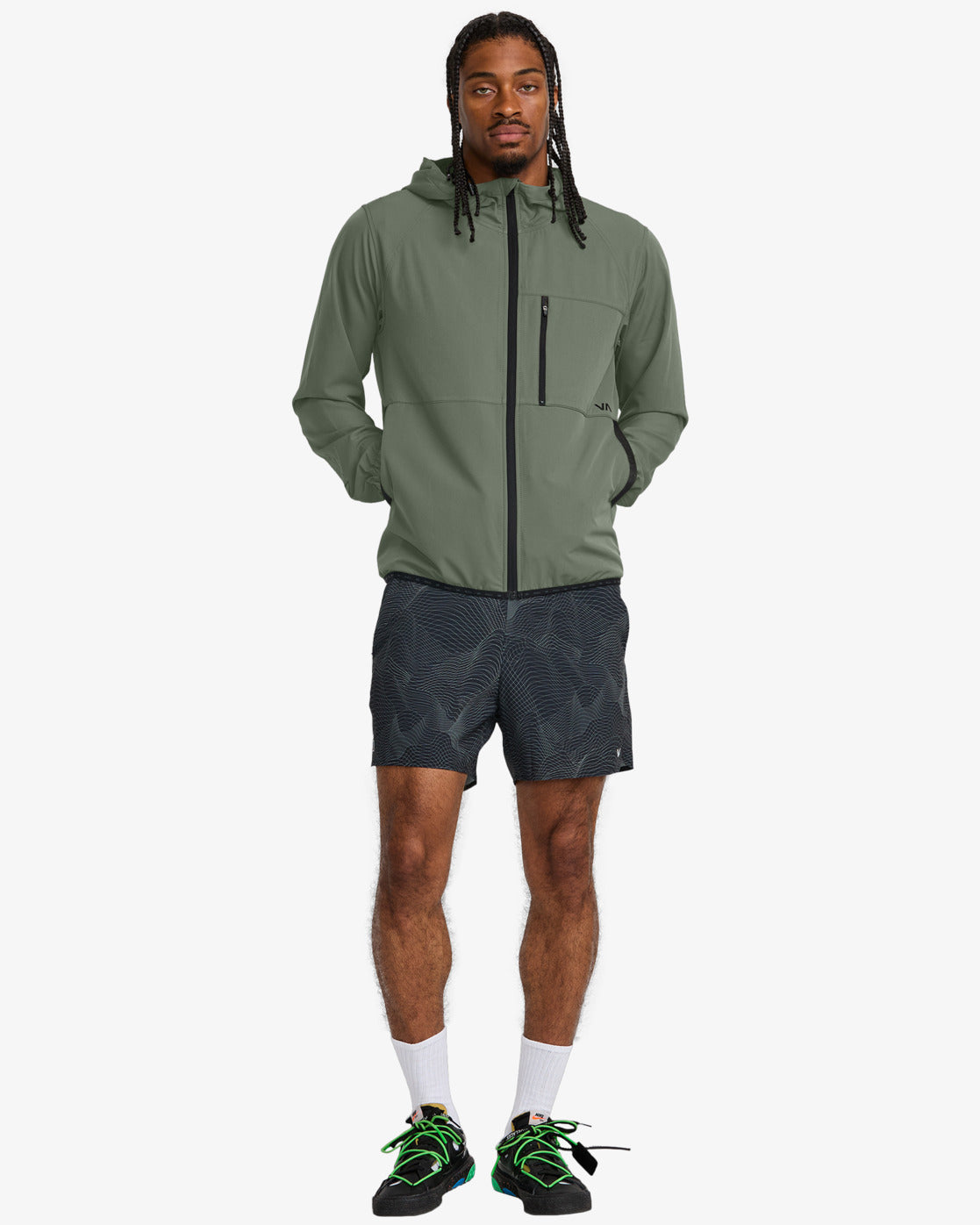 RVCA Yogger Zip Up Hooded Jacket-Sage Leaf | RVCA | Jacket