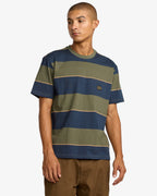 RVCA Dayshift Stripe T-Shirt-Moody Blue