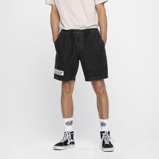 Santa Cruz Seeing Moon Dot Walk short- Black Wash Denim