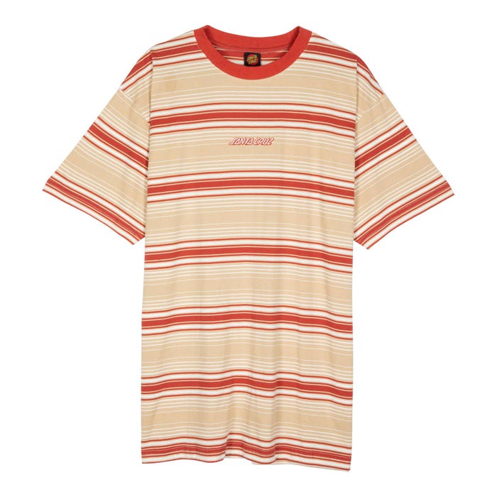 Santa Cruz Classic Strip Haze Logo Tshirt-Blond Wood Stripe | Santa Cruz | T Shirt
