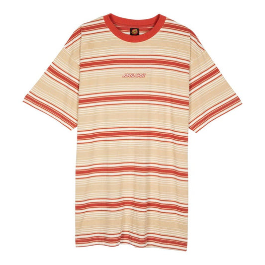 Santa Cruz Classic Strip Haze Logo Tshirt-Blond Wood Stripe | Santa Cruz | T Shirt