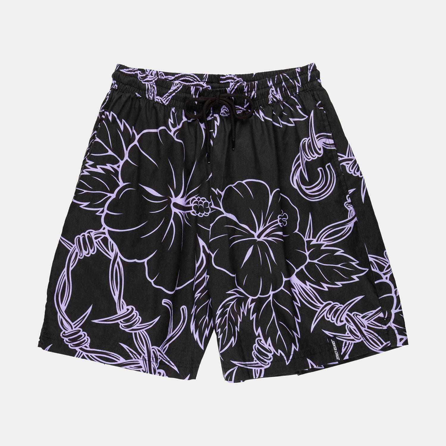 Santa Cruz Mono Cabana Shorts-Black/Lavender UK14 | Santa Cruz | Shorts