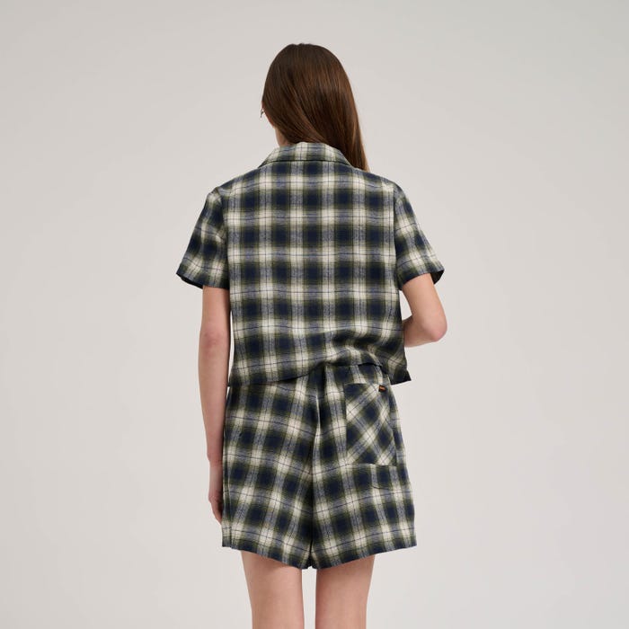 Santa Cruz Classic Check Crop Shirt-Navy/Green Check | Santa Cruz |