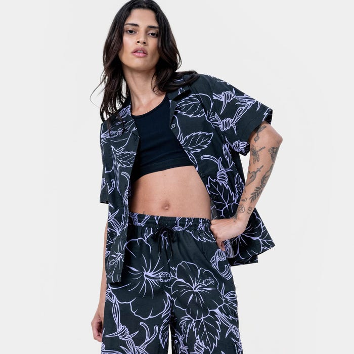 Santa Cruz Mono Cabana Shirt-Black/Lavender | Santa Cruz | Shirt - Northshore Newquay - Surf/Skate Shop
