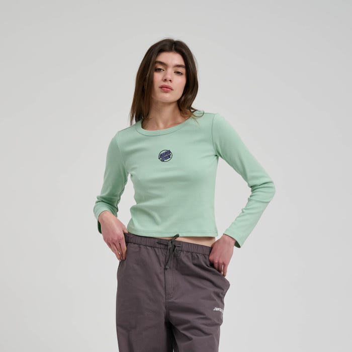 Santa Cruz Partial Dot Embroidered Long Sleeve T-Shirt-Pale Sage | Santa Cruz |