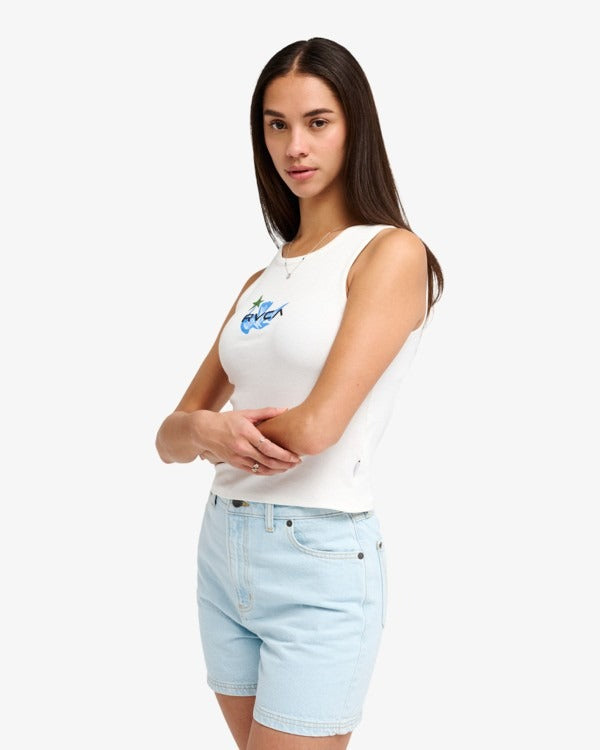 RVCA Women's Antonia Figueiredo Bird Logo Vest-Cloud Dancer | RVCA | - Northshore Newquay - Surf/Skate Shop