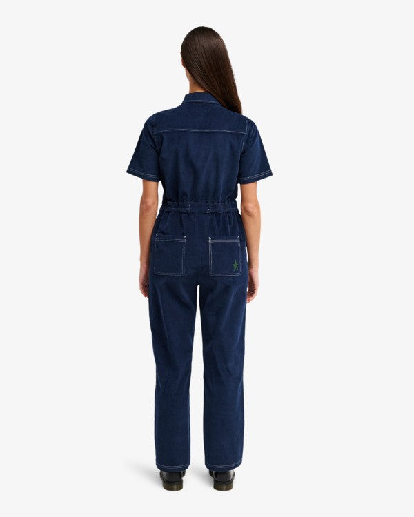 RVCA Women's Antonia Figueiredo Shift Corduroy Jumpsuit-Indigo Blue | RVCA | - Northshore Newquay - Surf/Skate Shop