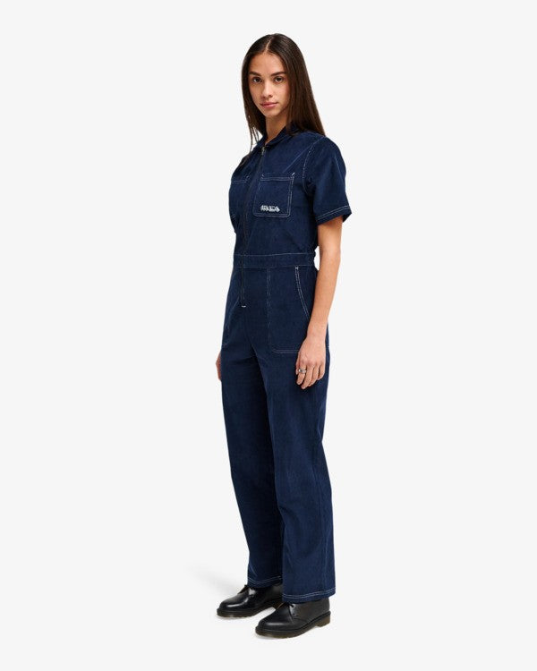RVCA Women's Antonia Figueiredo Shift Corduroy Jumpsuit-Indigo Blue | RVCA | - Northshore Newquay - Surf/Skate Shop