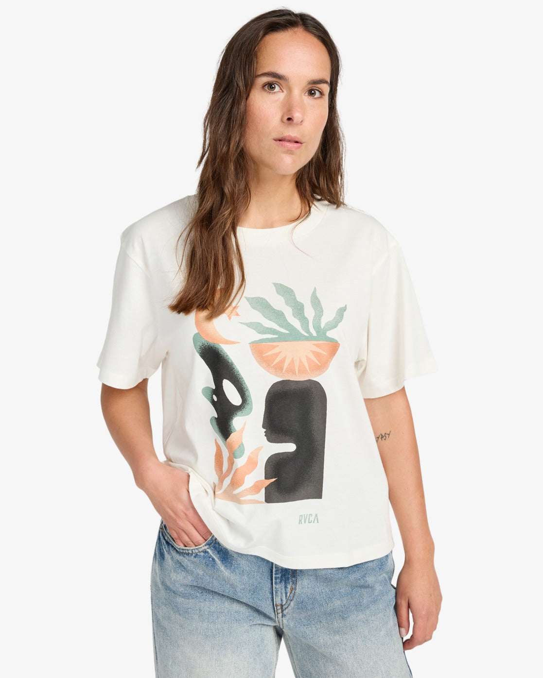 RVCA Collage T-Shirt-Antique White | RVCA | T Shirt
