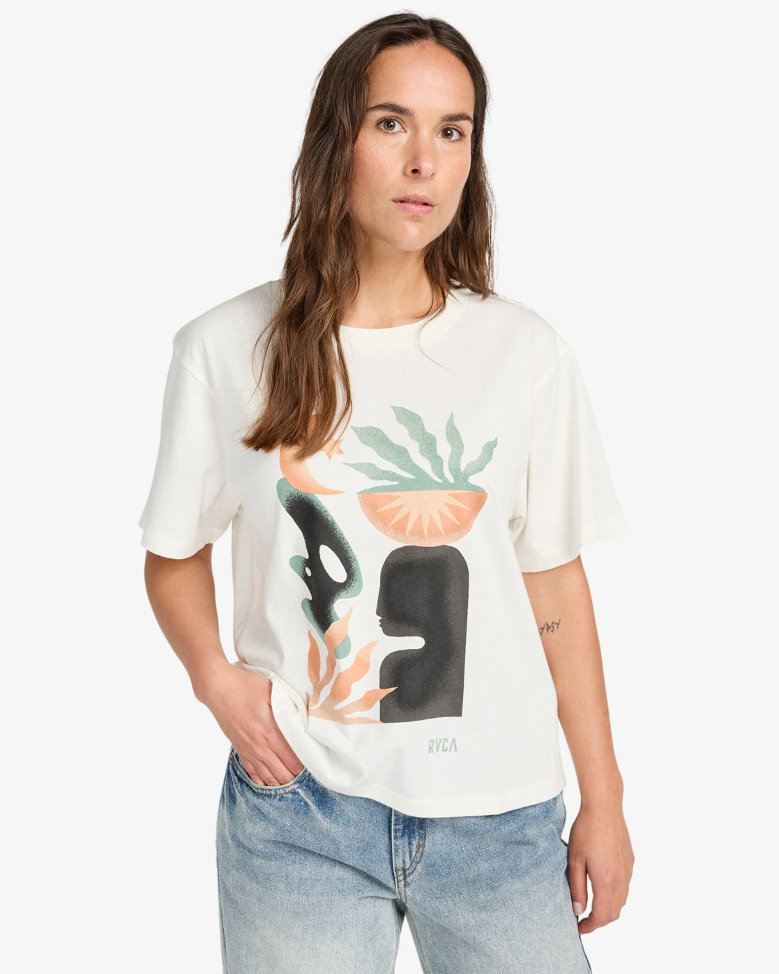 RVCA Collage T-Shirt-Antique White | RVCA | T Shirt