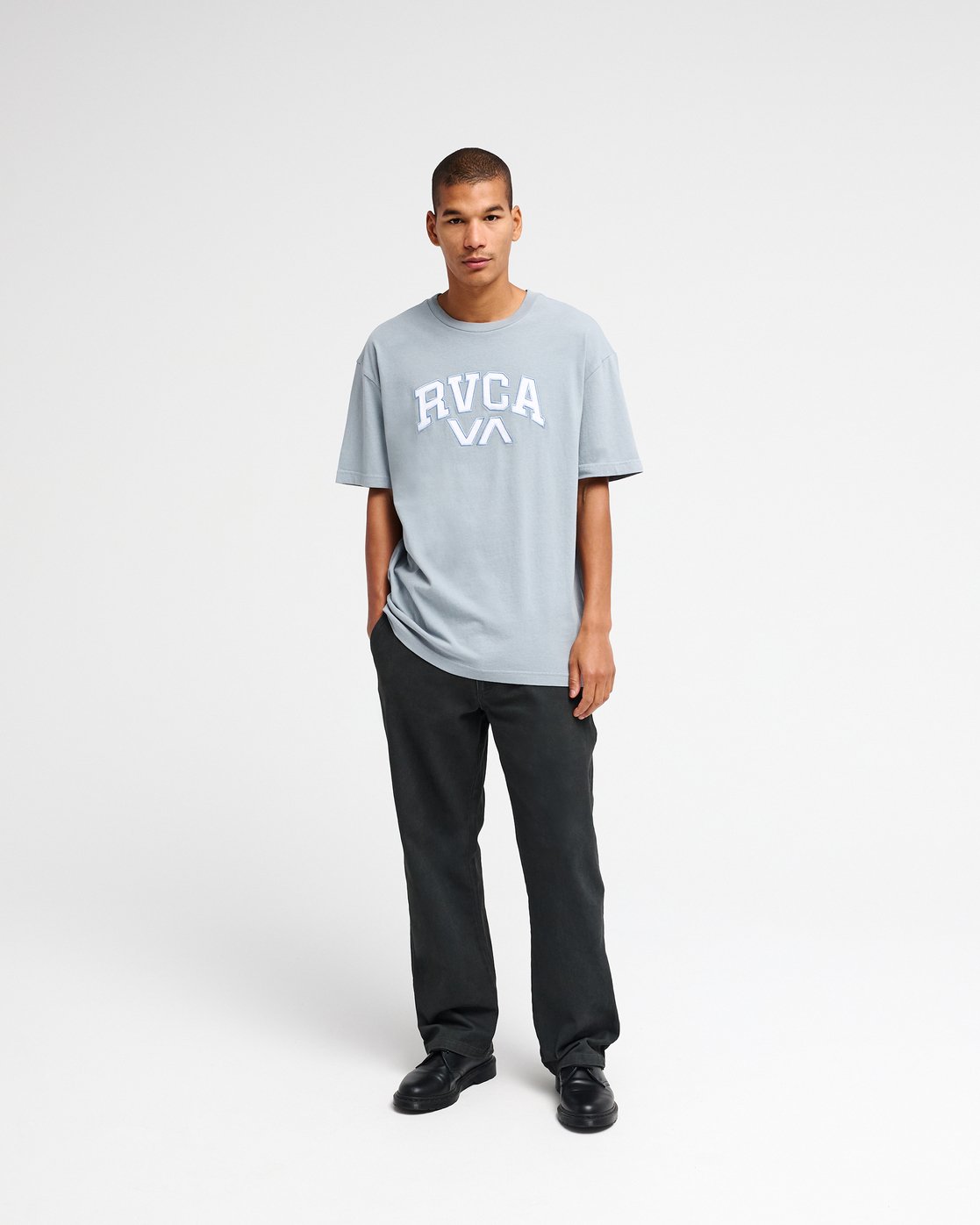 RVCA Emblem T-Shirt-Monument | RVCA | - Northshore Newquay - Surf/Skate Shop