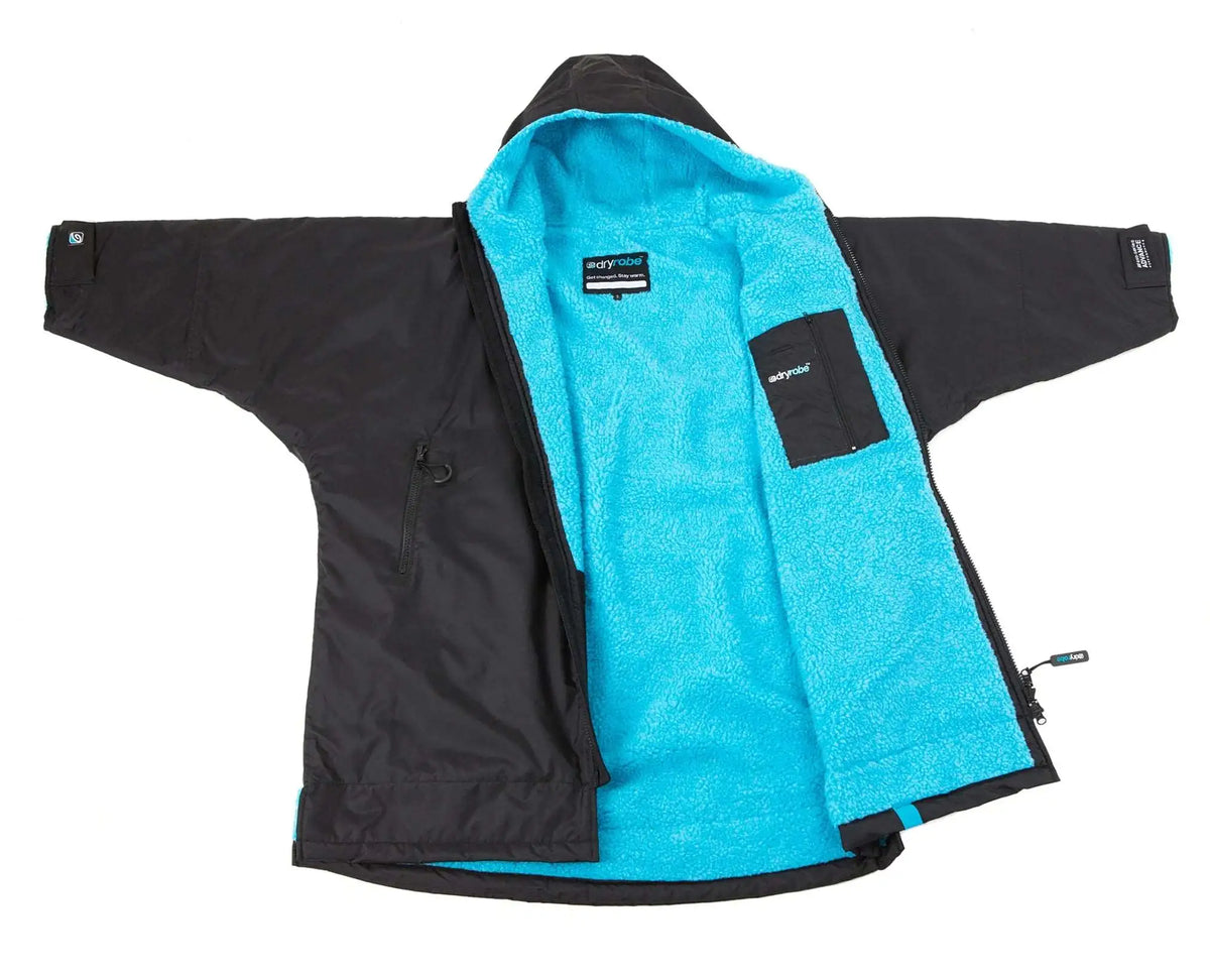 DryRobe V3 Kids Long Sleeve Age 10-13 Black Blue | Dryrobe | Dryrobe - Northshore Newquay - Surf/Skate Shop