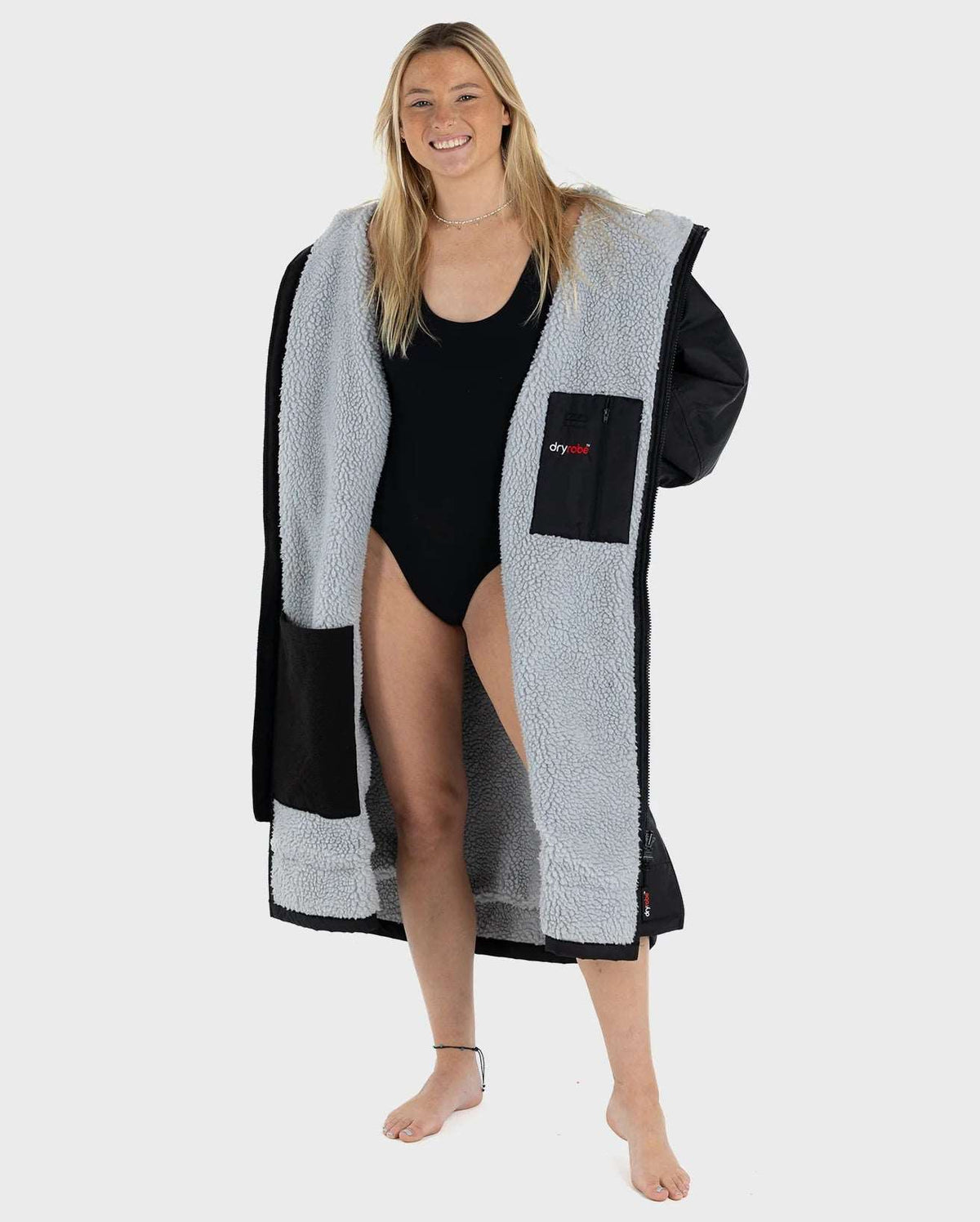 Dry Robe V3 Adult Long Sleeve Black/Grey | Dryrobe | Dryrobe - Northshore Newquay - Surf/Skate Shop