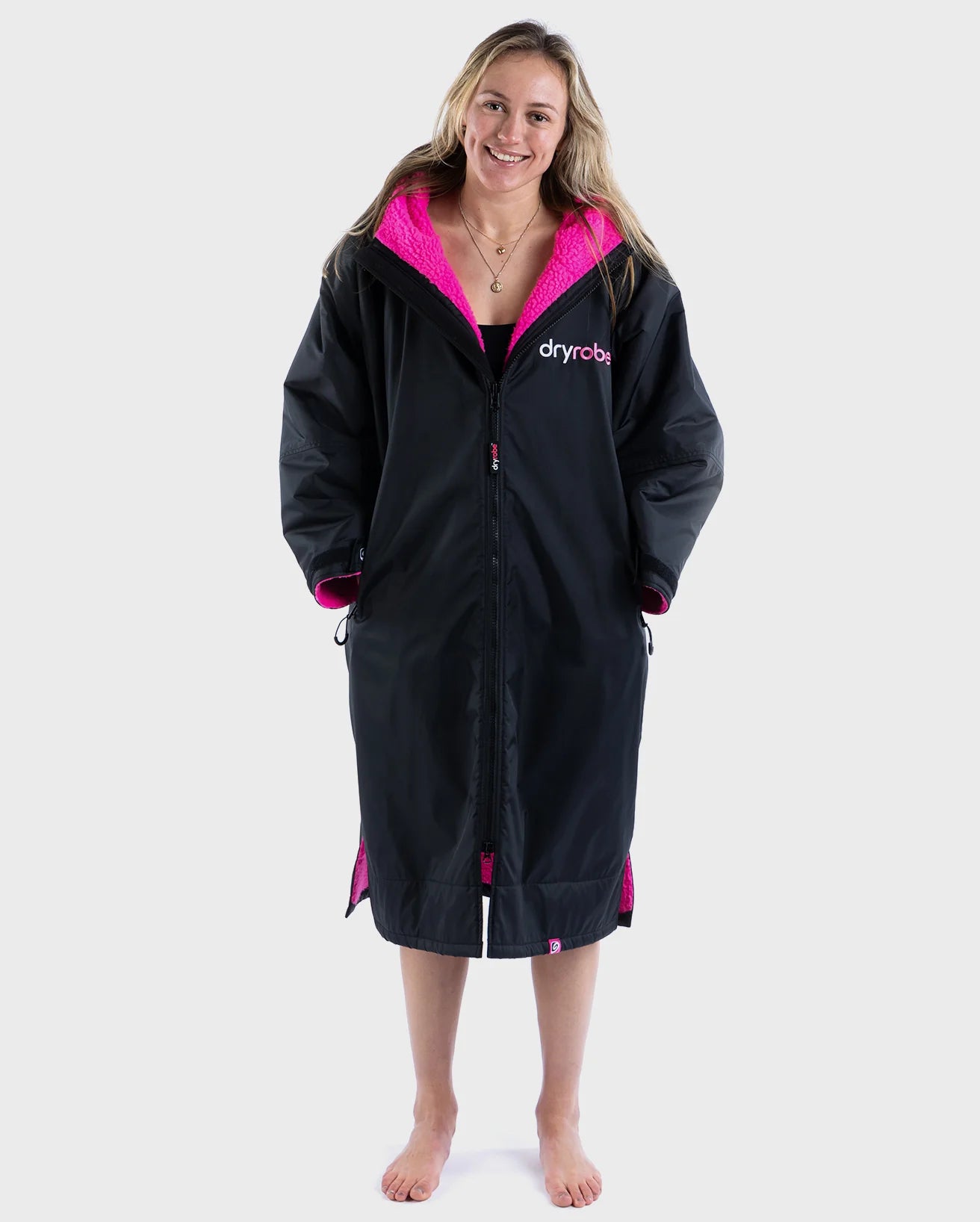 Dry Robe V3 Adult Long Sleeve Black/Pink | Dryrobe | Dryrobe