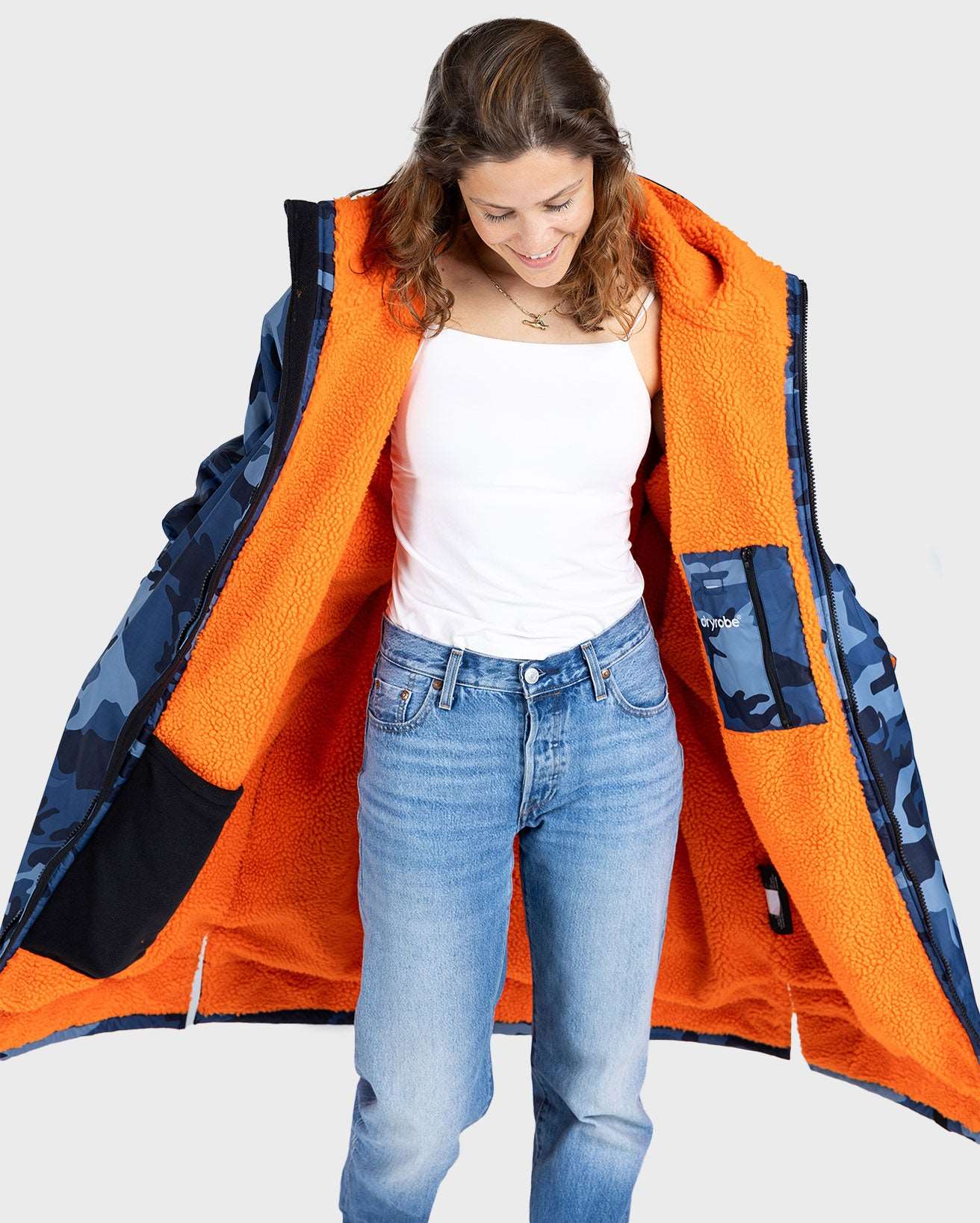 DryRobe V3 Adult Long Sleeve Blue Camo / Orange | Dryrobe | Dryrobe