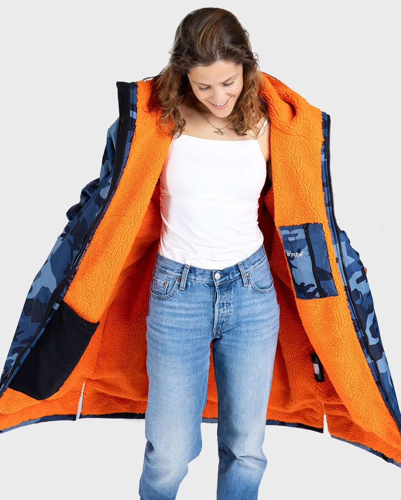 DryRobe V3 Adult Long Sleeve Blue Camo / Orange | Dryrobe | Dryrobe - Northshore Newquay - Surf/Skate Shop