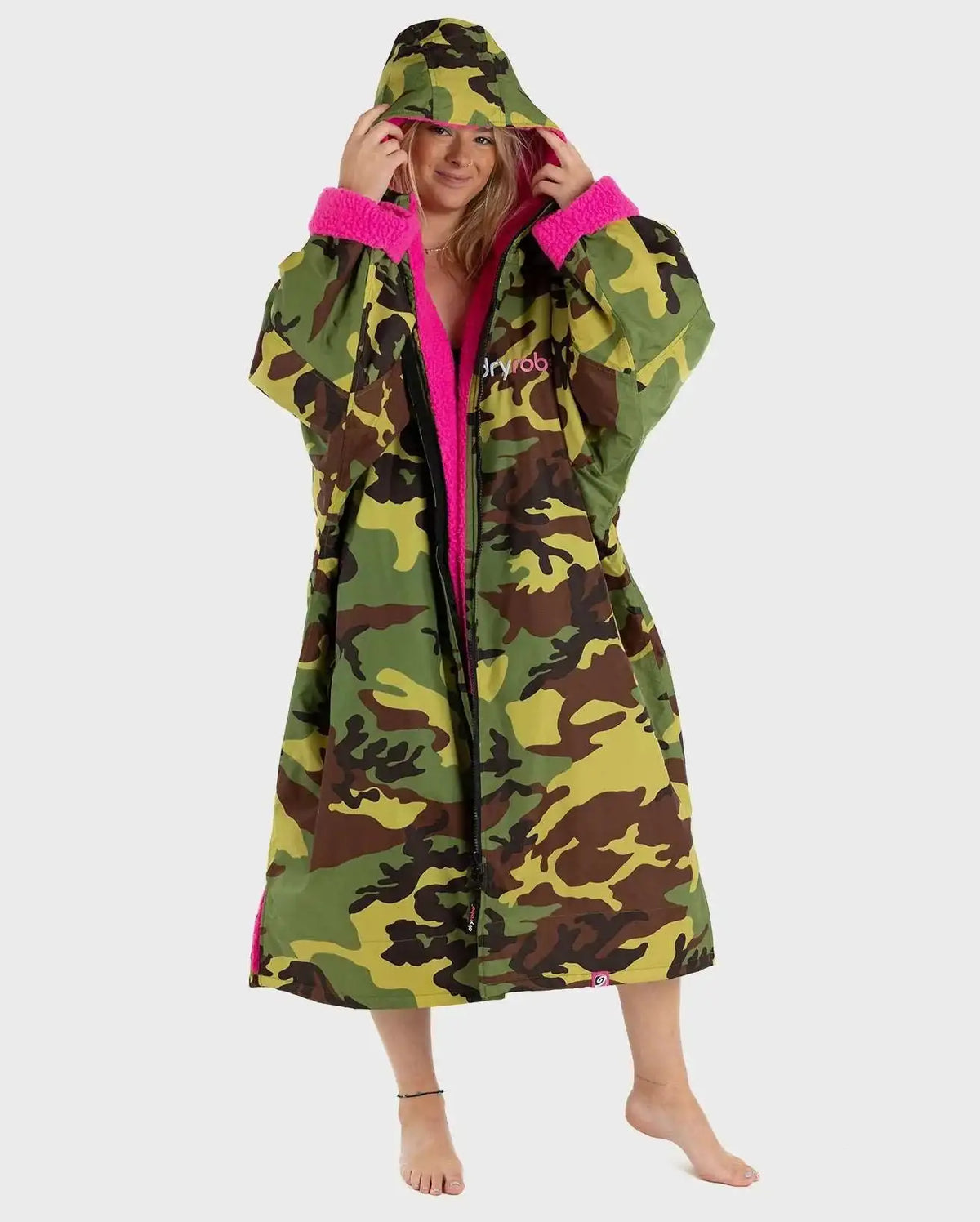Dry Robe V3 Adult Long Sleeve-Camouflage/Pink | Dryrobe | Dryrobe - Northshore Newquay - Surf/Skate Shop