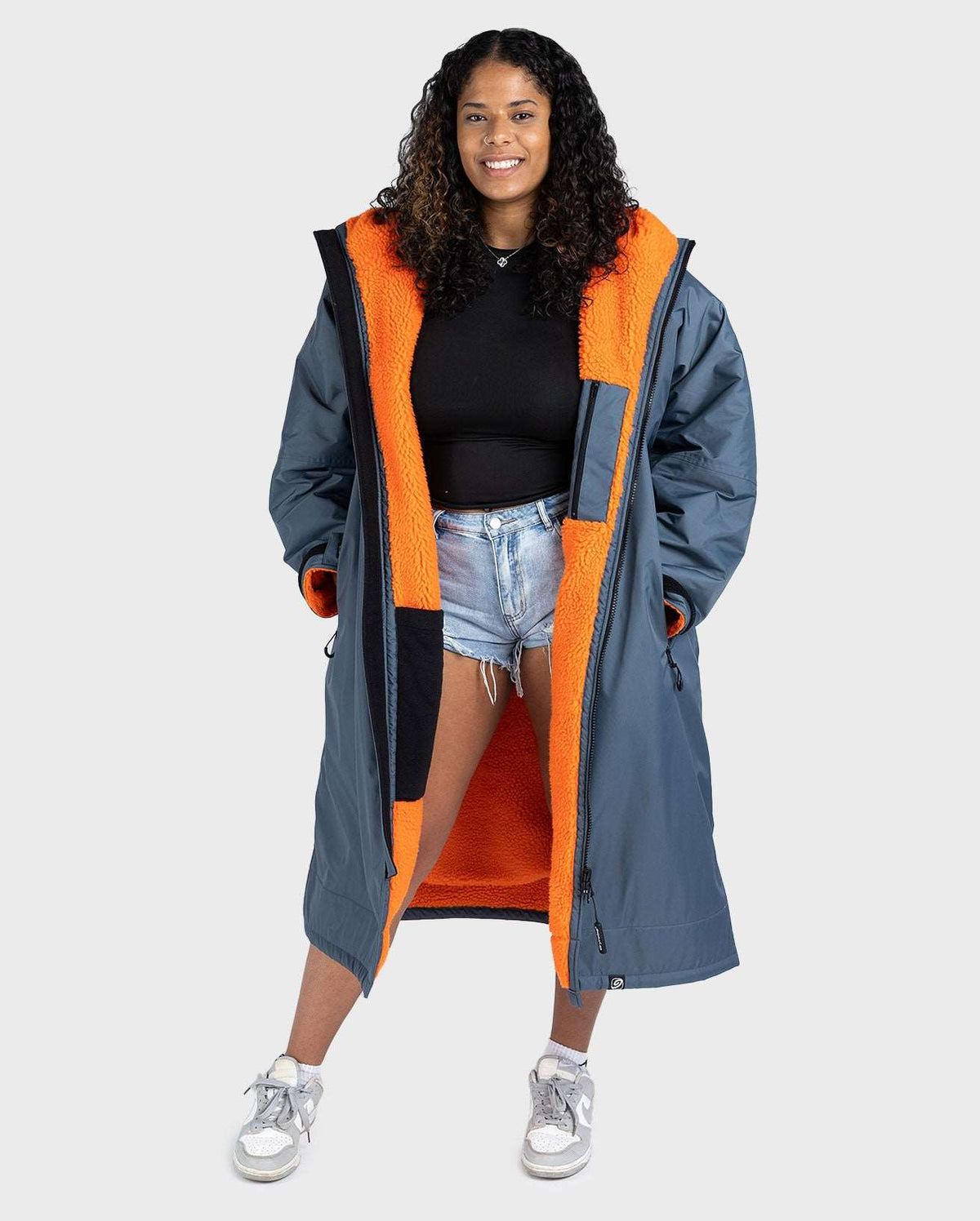DryRobe V3 Adult Long Sleeve Dark Grey / Orange | Dryrobe | Dryrobe - Northshore Newquay - Surf/Skate Shop