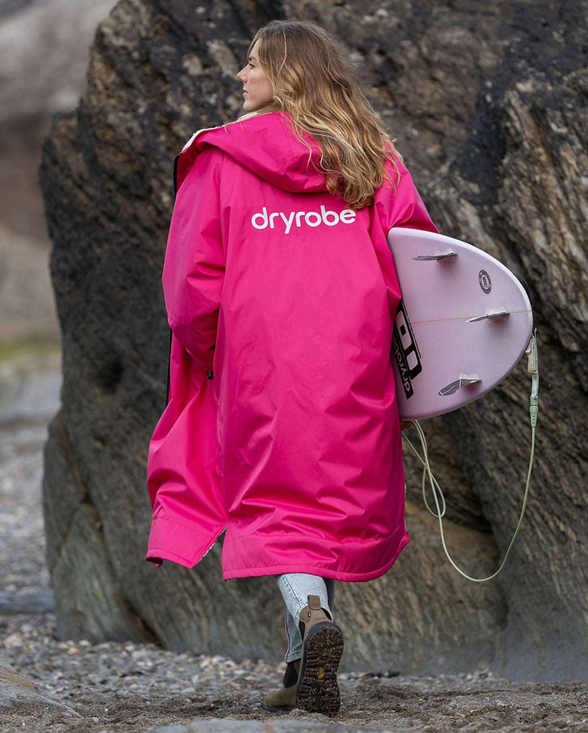 DryRobe V3 Adult Long Sleeve Hot Pink / Light Grey | Dryrobe | Dryrobe - Northshore Newquay - Surf/Skate Shop
