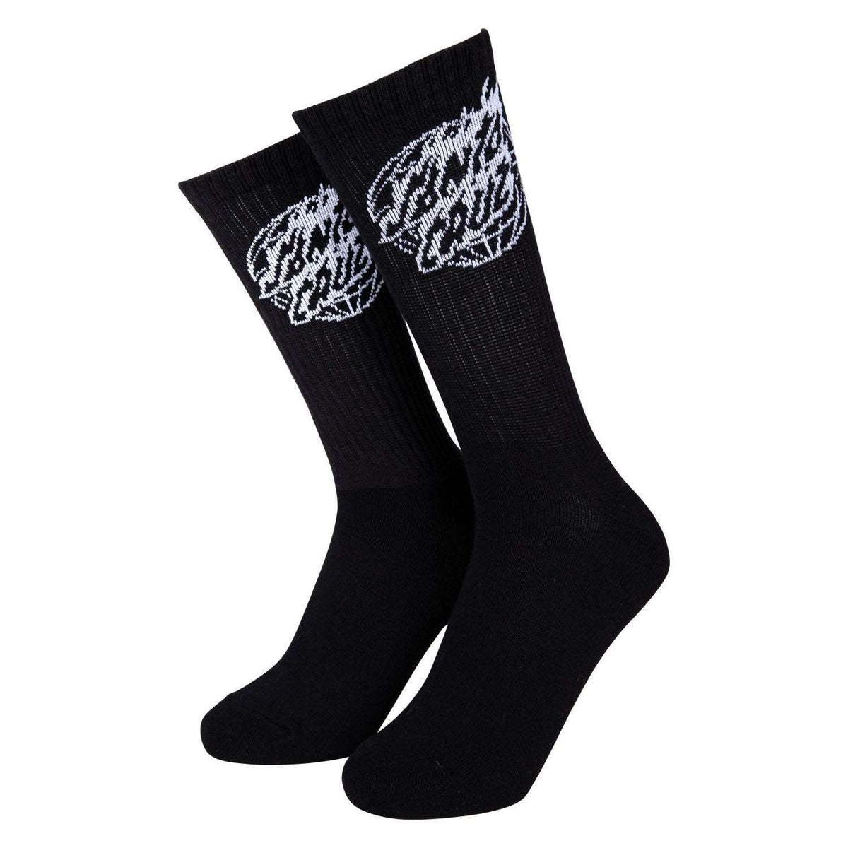 Santa Cruz Global Flame Dot Mono Sock-Black | Santa Cruz | - Northshore Newquay - Surf/Skate Shop