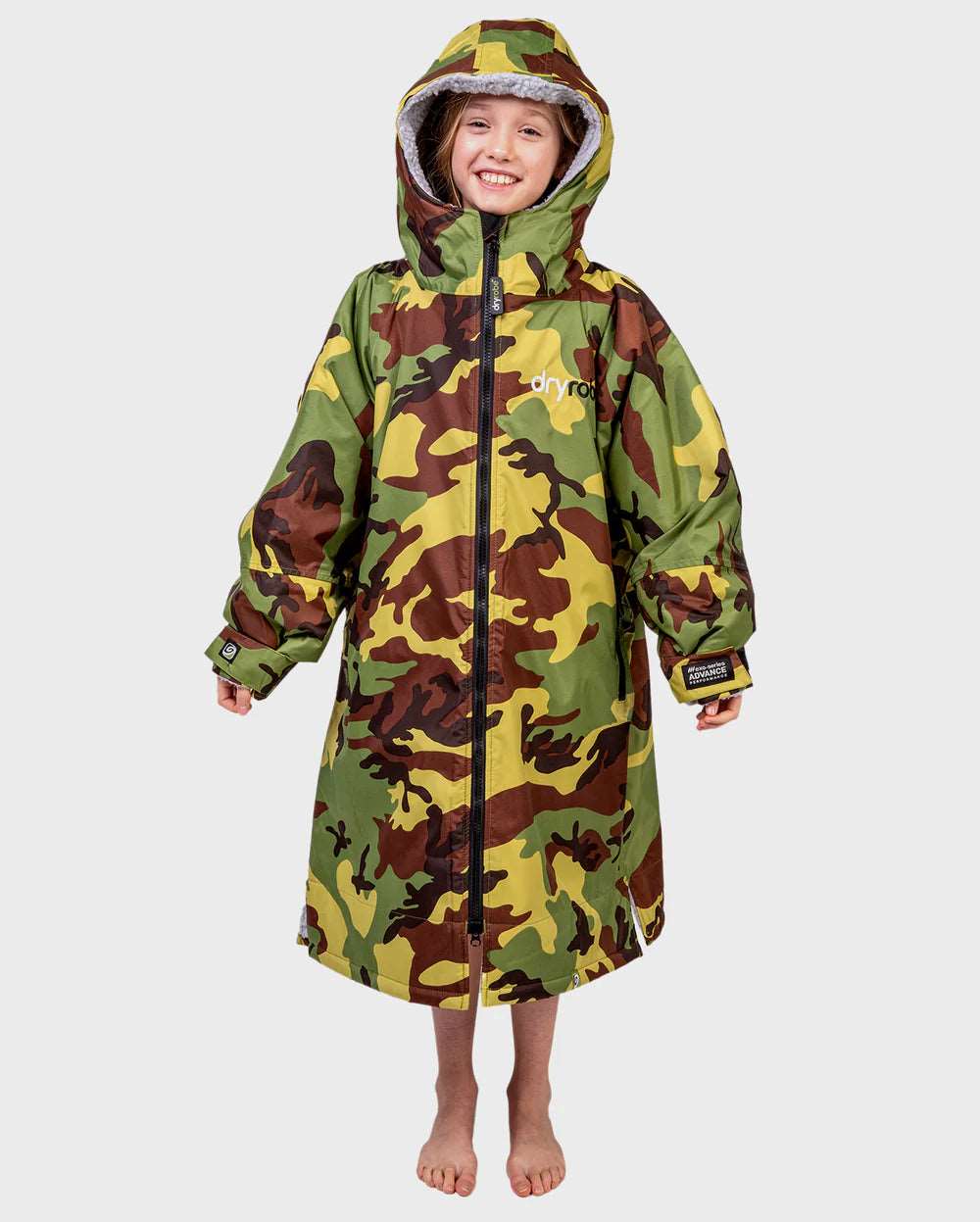 Kids DryRobe V3 Age 5-9 Camo Grey | Dryrobe | Dryrobe - Northshore Newquay - Surf/Skate Shop