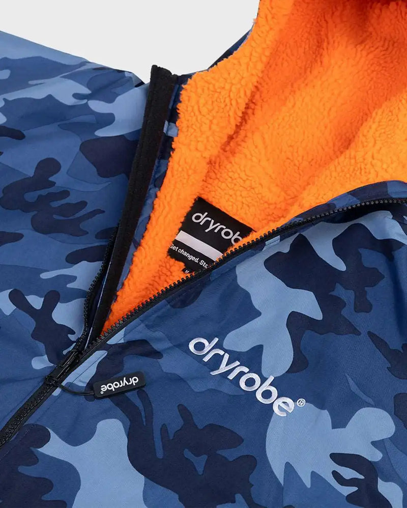 DryRobe V3 Kids Long Sleeve Age 10-13 Blue Camo Orange | Dryrobe | Dryrobe - Northshore Newquay - Surf/Skate Shop