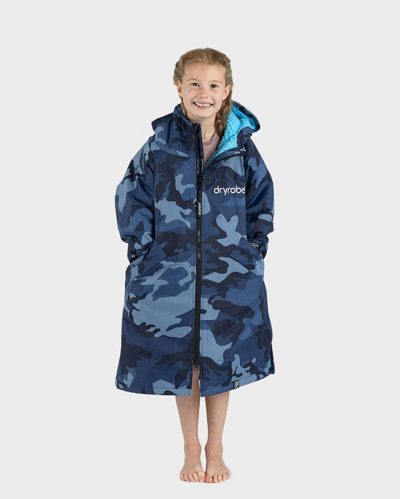 Kids DryRobe V3 Age 5-9 Blue Camo Blue | Dryrobe | Dryrobe - Northshore Newquay - Surf/Skate Shop
