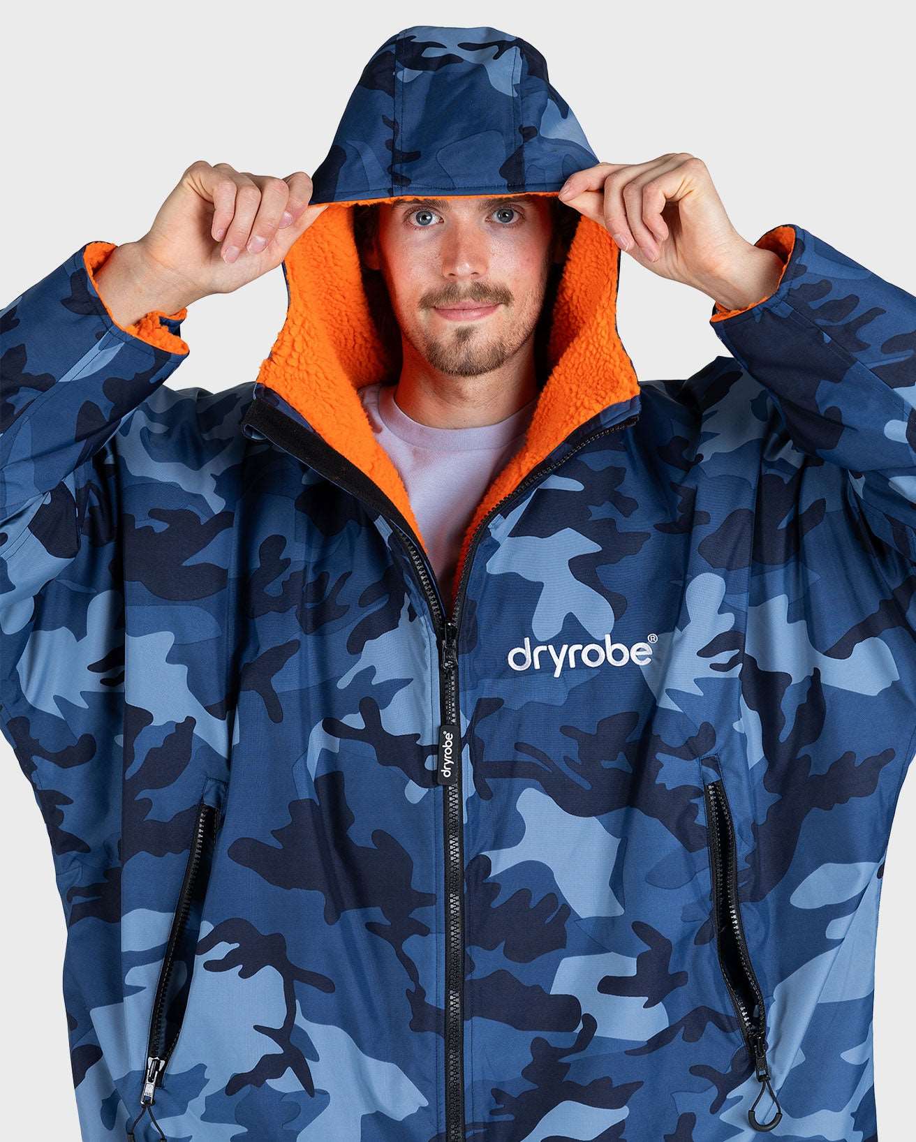 DryRobe V3 Adult Long Sleeve Blue Camo / Orange | Dryrobe | Dryrobe