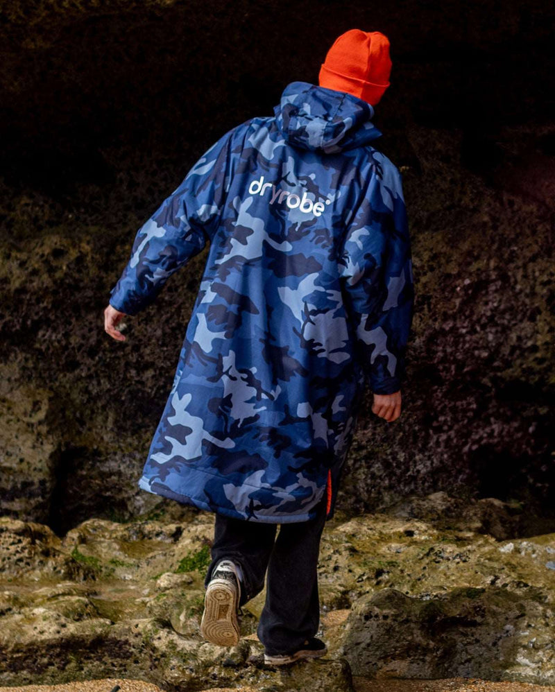 DryRobe V3 Adult Long Sleeve Blue Camo / Orange | Dryrobe | Dryrobe - Northshore Newquay - Surf/Skate Shop