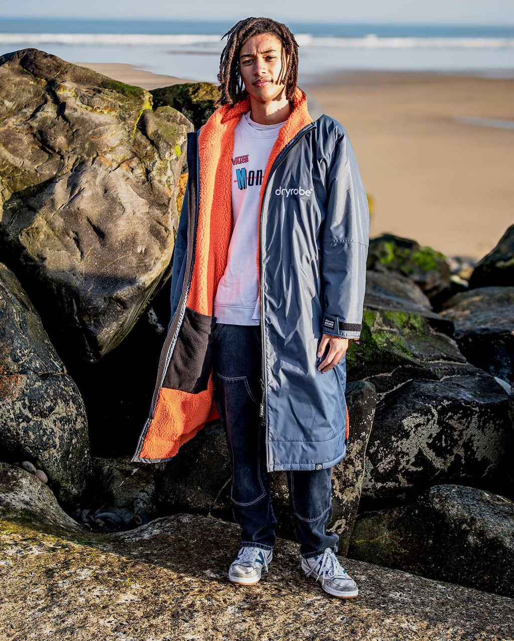 DryRobe V3 Adult Long Sleeve Dark Grey / Orange | Dryrobe | Dryrobe