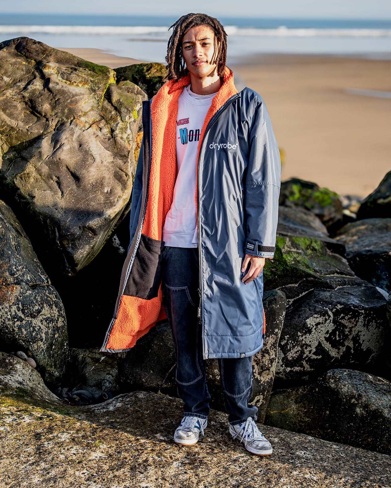DryRobe V3 Adult Long Sleeve Dark Grey / Orange | Dryrobe | Dryrobe