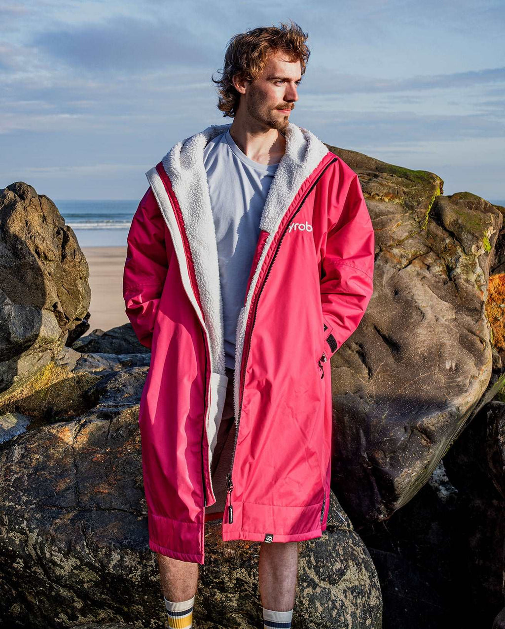 DryRobe V3 Adult Long Sleeve Hot Pink / Light Grey | Dryrobe | Dryrobe