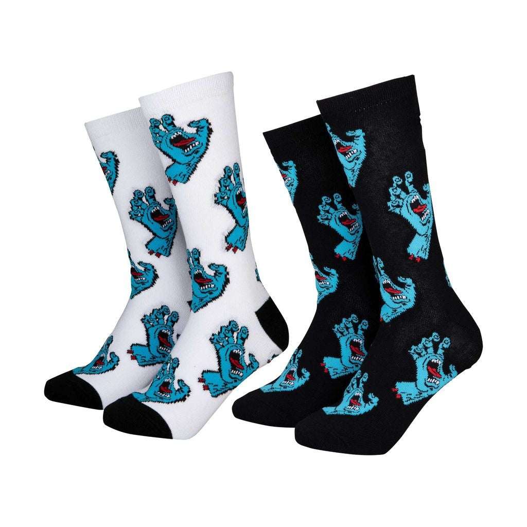 Santa Cruz Youth Multi hand Socks-2Pack-White/Black | Santa Cruz |