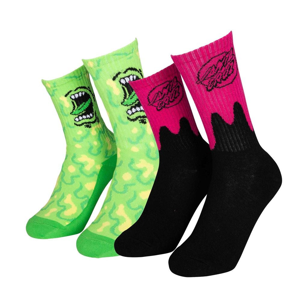 Santa Cruz Youth Slime Socks-2 pack-Green/Pink | Santa Cruz |