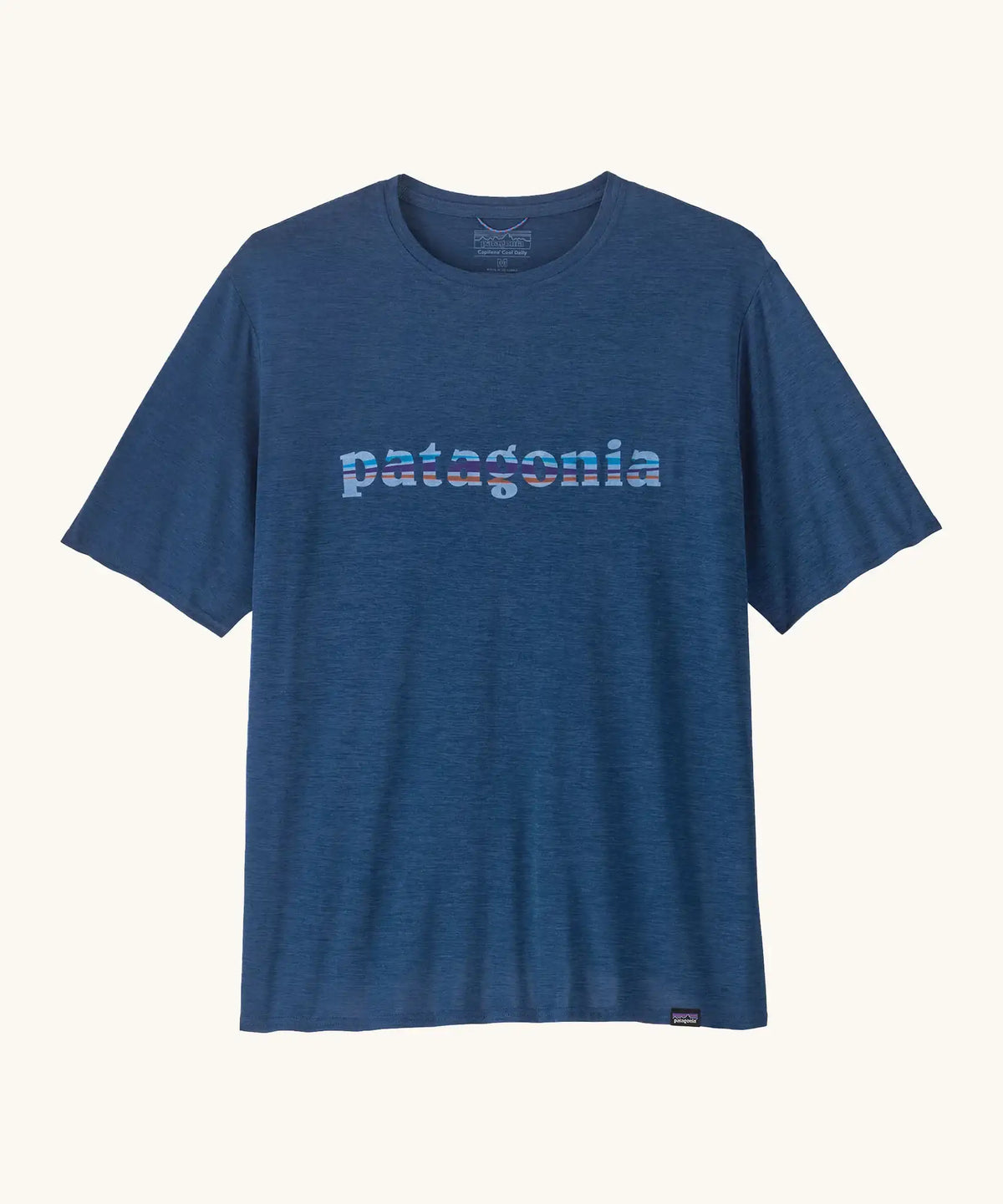 Patagonia Patagonia Men's Capilene Cool Daily Graphic T-Shirt - '73 Logo / Clement Blue X-Dye | Patagonia | - Northshore Newquay - Surf/Skate Shop