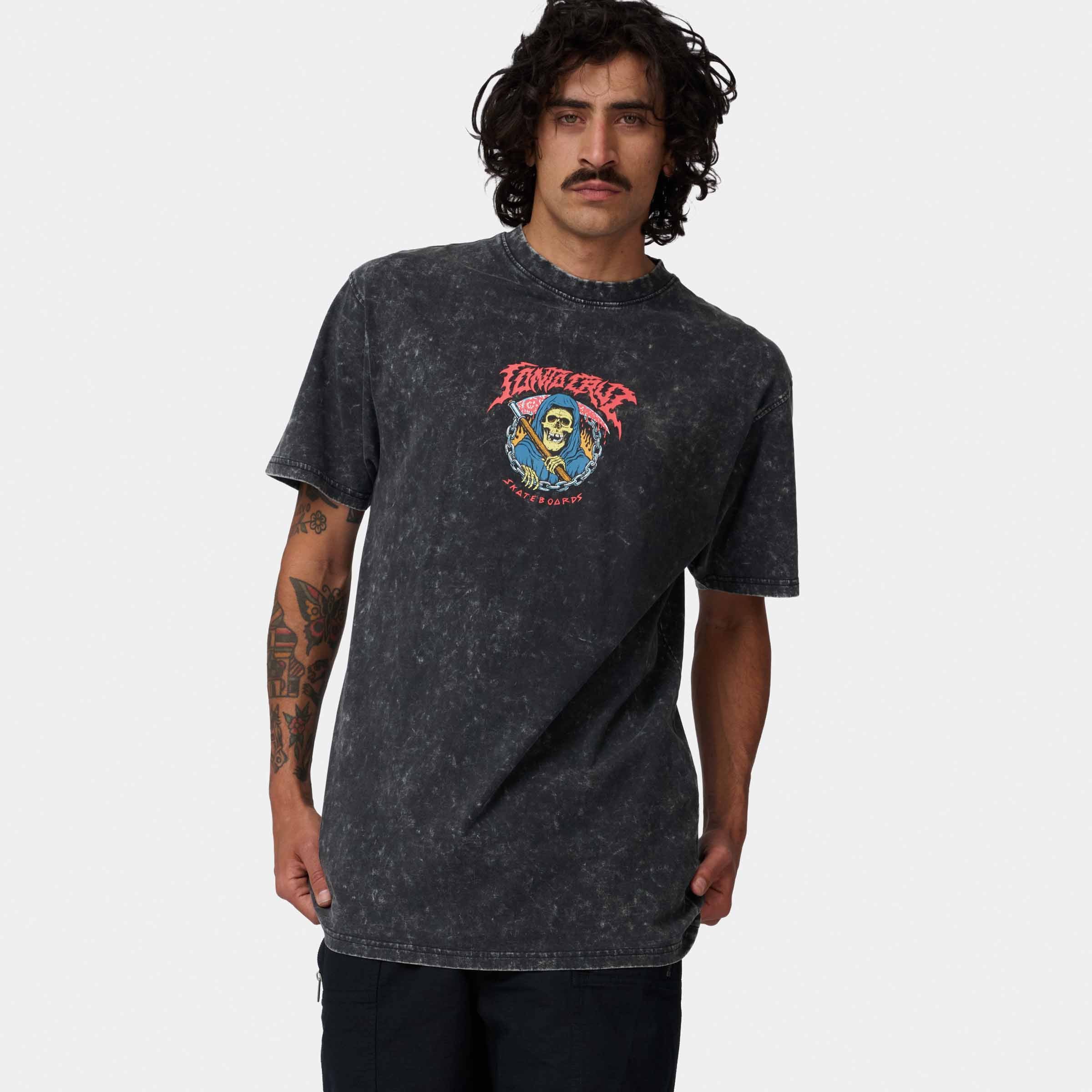 Santa Cruz Out Of Time T-Shirt-Black Acid Wash | Santa Cruz | T Shirt - Northshore Newquay - Surf/Skate Shop