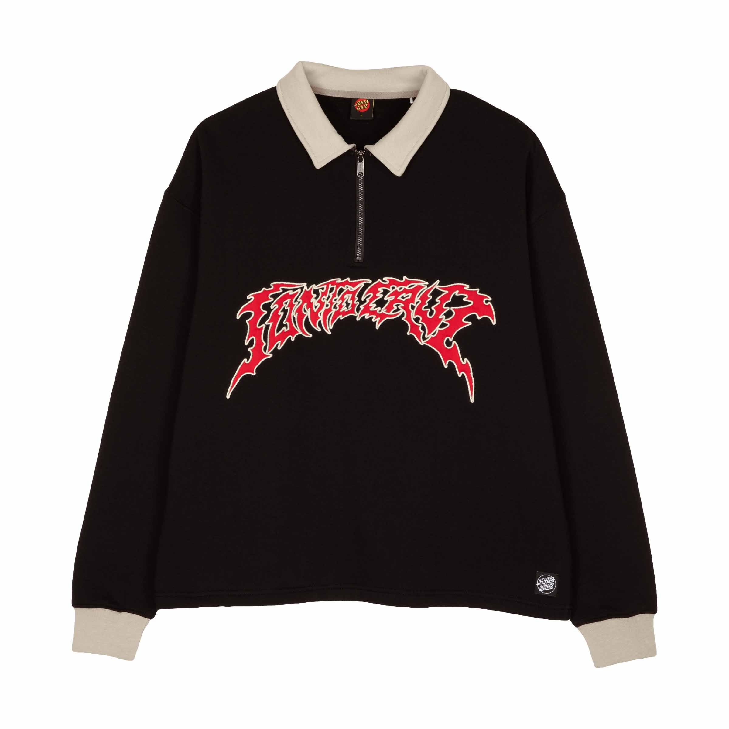 Santa Cruz Out Of Time Strip 1/4 Zip Crew-Black | Santa Cruz | - Northshore Newquay - Surf/Skate Shop