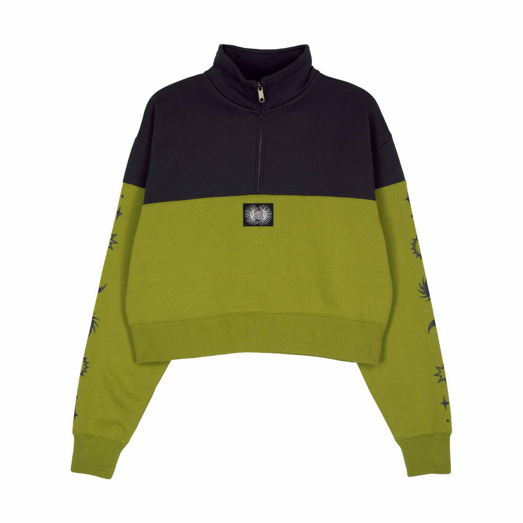 Santa Cruz Women's Split Sun Quarter Crew-Black Wash/Pesto UK14 | Santa Cruz | - Northshore Newquay - Surf/Skate Shop