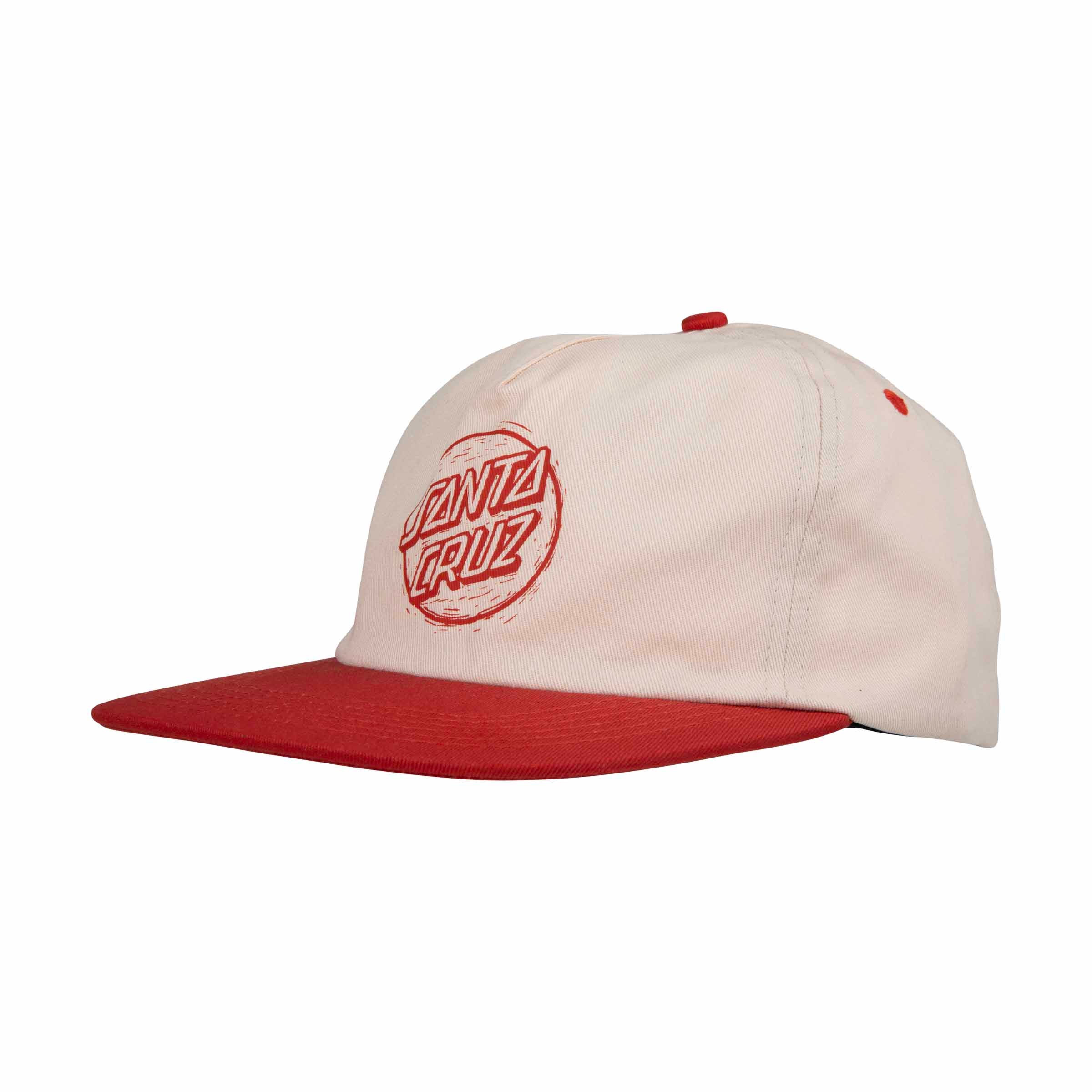 Santa Cruz Stamped Opus Snapback Cap-Off White/Ketchup | Santa Cruz | - Northshore Newquay - Surf/Skate Shop