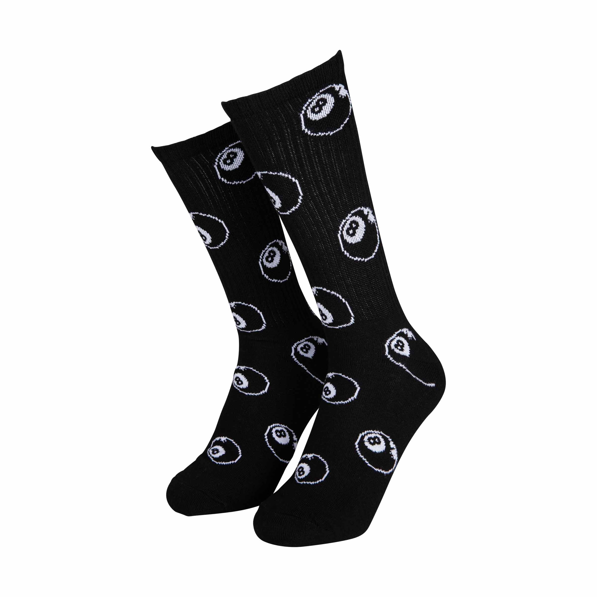 Santa Cruz Winkowski Eight Ball Socks(2 Pack)-White/Black | Santa Cruz | - Northshore Newquay - Surf/Skate Shop