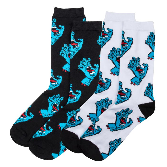 Santa Cruz Multi Hand Socks(2 Pack)-White/Black | Santa Cruz | Sports socks