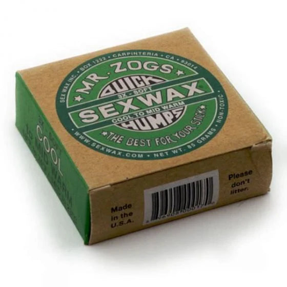 Sex Wax Quick Humps Green Cool to Mid Warm Water | Mr. Zoggs | Surf Board Wax - Northshore Newquay - Surf/Skate Shop