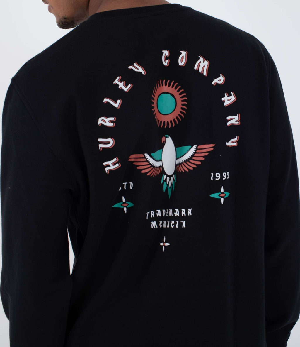 Hurley Eagle High Crew Sweatshirt-Black Newprint | Hurley | Sweatshirt - Northshore Newquay - Surf/Skate